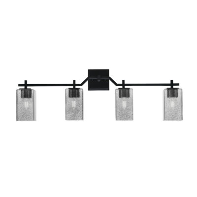 Barre d'éclairage de salle de bain 4 lumières avec verre carré fumé 3,5 pouces Corbin