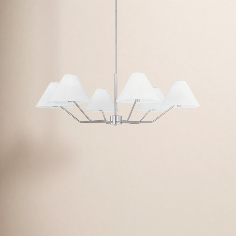 Icaria Reggie 6-Light Large Chandelier, Brushed Steel