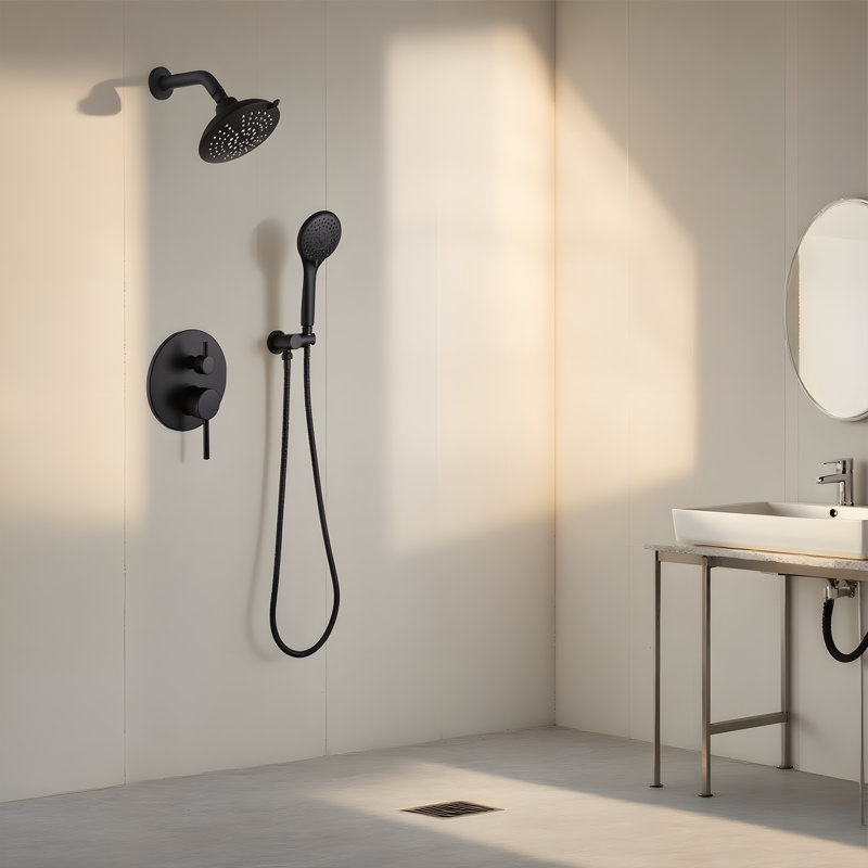 Wall Mounted Concealed Complete Shower System Solid Brass Rough-in Valve with Diverter
