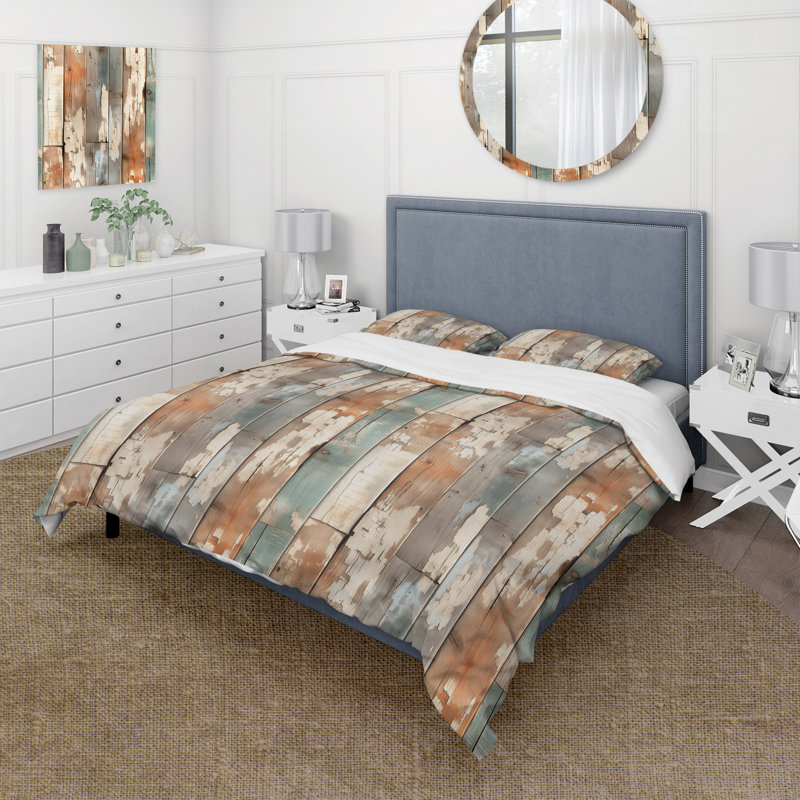 Literie Rustic Planks Harmony I, Housse de couette pour très grand lit et 2 très