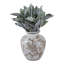 Vase décoratif décoratif en céramique de style chinois pour la maison - Grand vase contemporain pour décoration de salon ou de salle à manger - 10 po, blanc et brun-1005857018