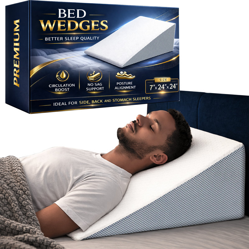 Ballville Bed Wedge Pillow Foam with Cover, Anti Snoring, Multi-Purpose, Comfortable, Legs, and Back Support