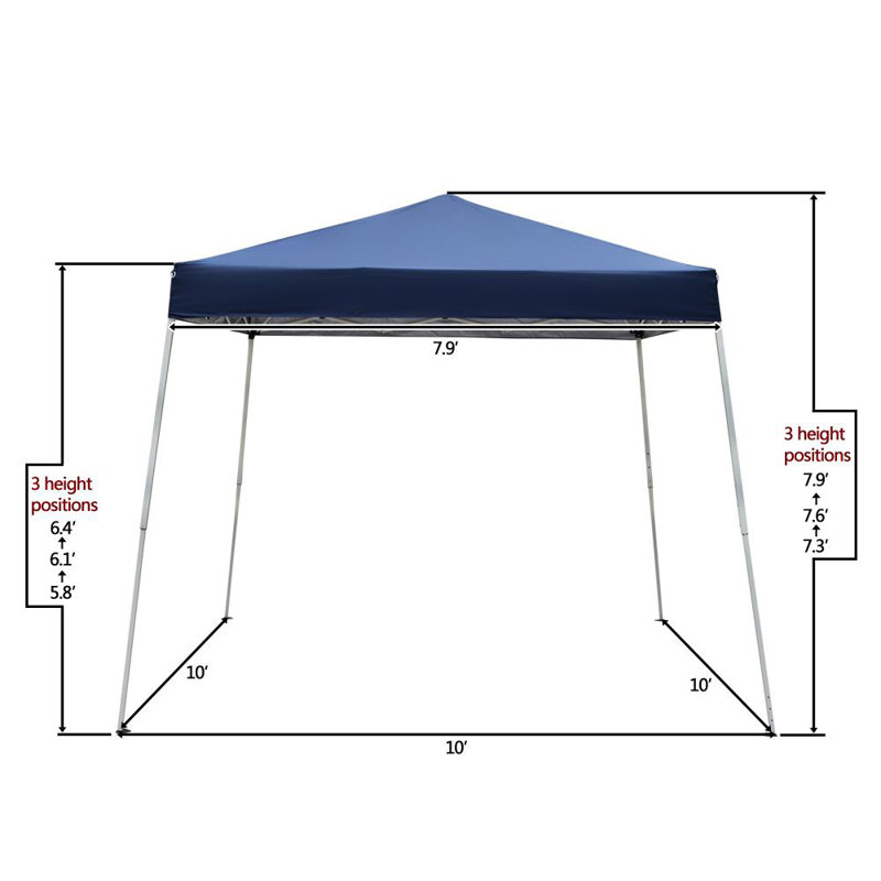 10 Ft Blue Steel Pop-Up Canopy Tent with Waterproof Cover