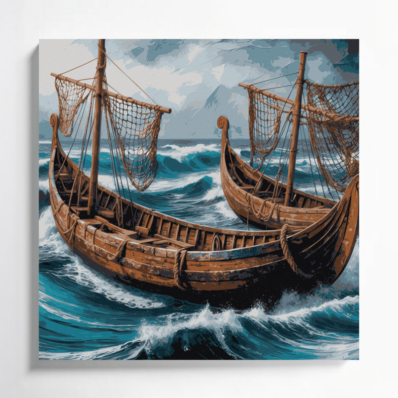 Art mural sur toile gris nautique scandinave maritime, H 16 po x l 16 po