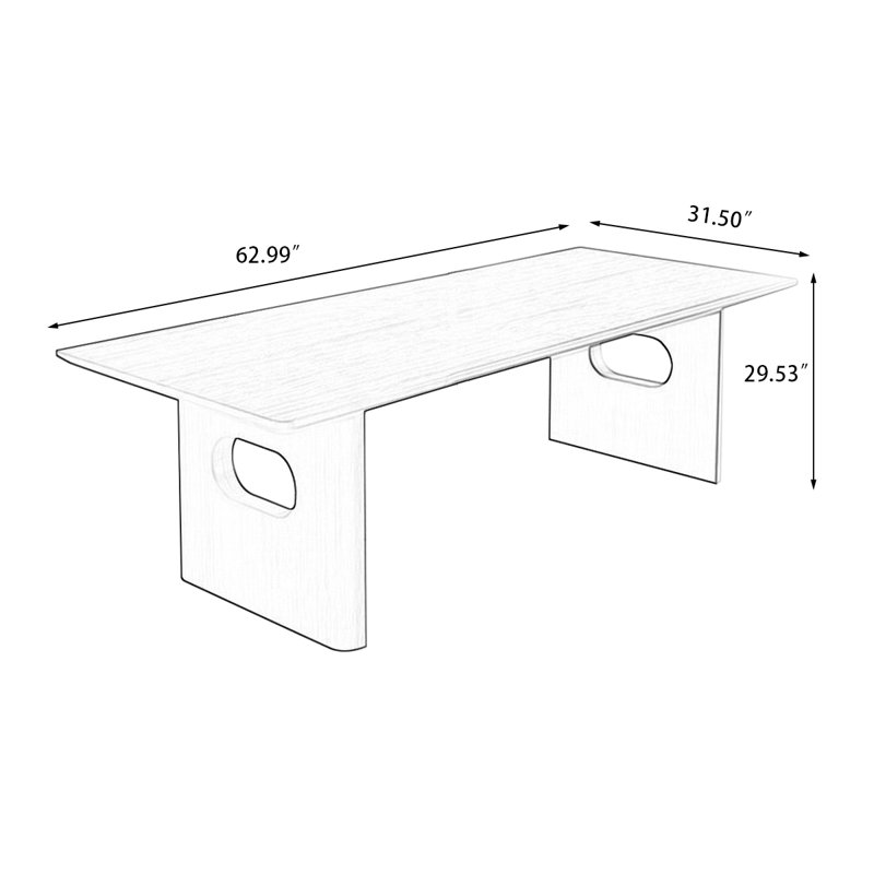 Brown Rectangular Solid Wood Dining Table, 29.53"H x 62.99"L x 31.5"W