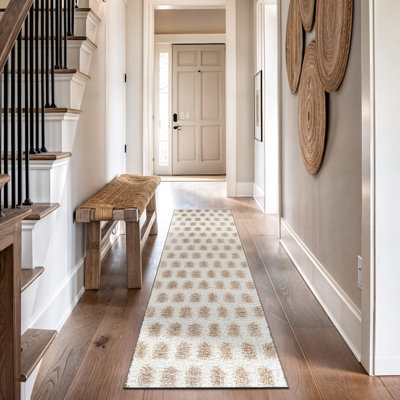 Tapis à poils longs scandinave - beige - à poils moyens, facile à entretenir, texture douce