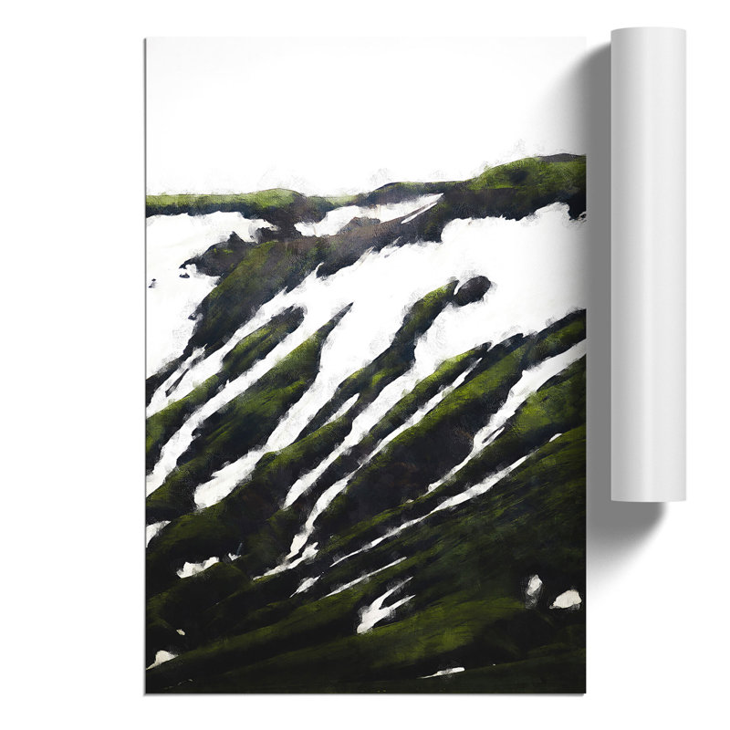 Hills in Iceland Painting - Frameless Print, 42cm H x 30cm W x 0.1cm D