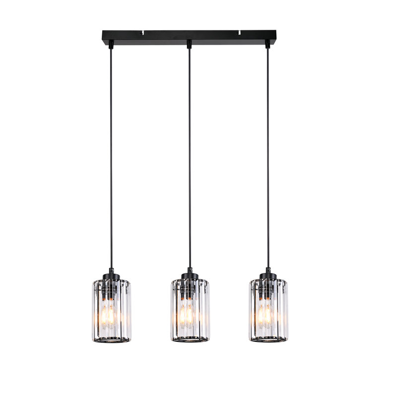 - Light Matte Black Cylinder Pendant, 3, 140cm H x 40cm W x 5cm D