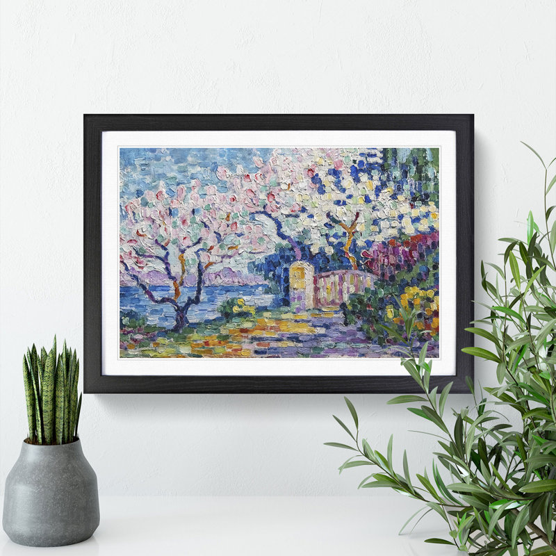 Blossoming Almond Trees by Paul Signac - Framed Print, 27cm H x 36cm W x 2cm D, Black