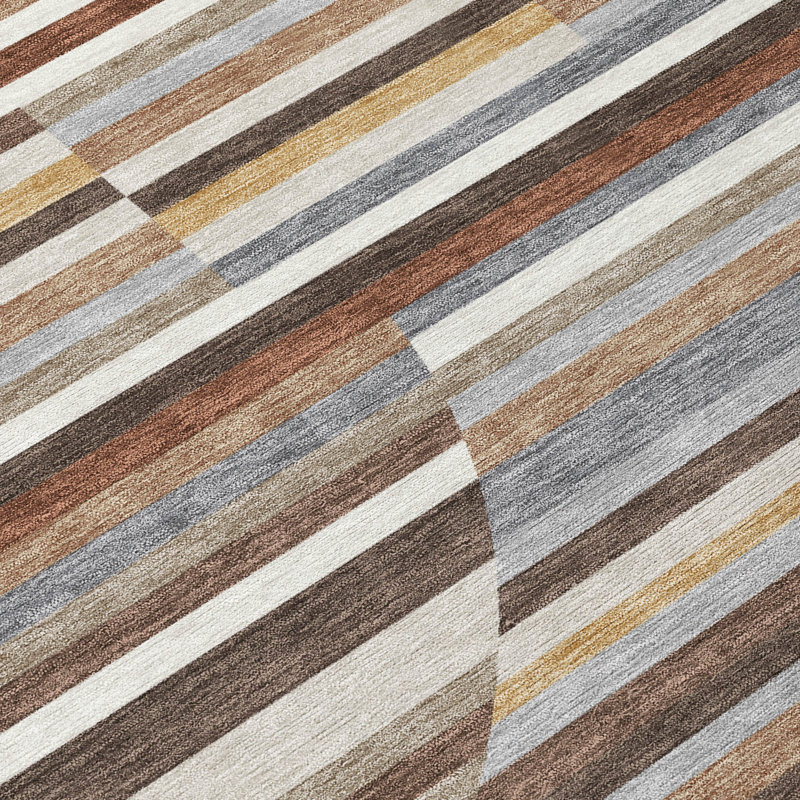 Machine Washable Indoor/Outdoor Chantille ACN2600 Stripes Rug, 1'8" x 2'6", Fudge