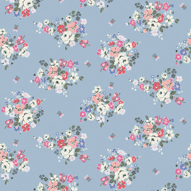 Cath Kidston Clifton Floral Wallpaper, Blue