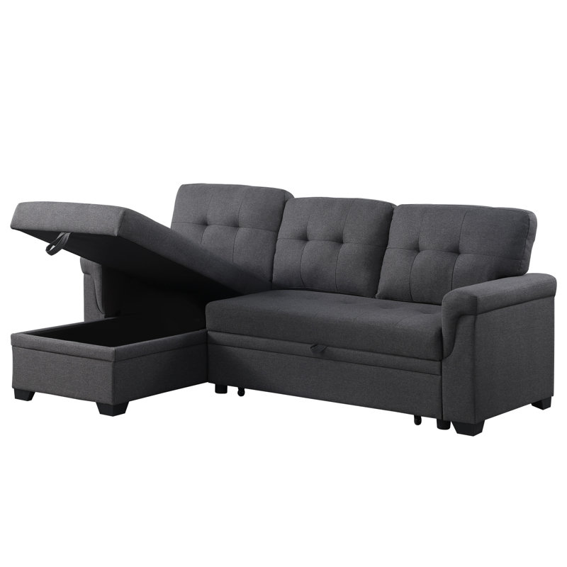 Canapé-lit modulaire réversible 84 po en lin gris foncé