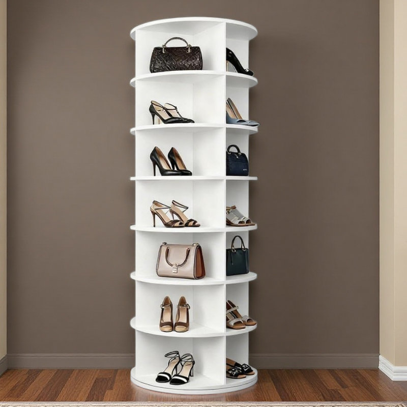 7 Tier Rotating Shoe Rack Tower, Spinning Shoe Display