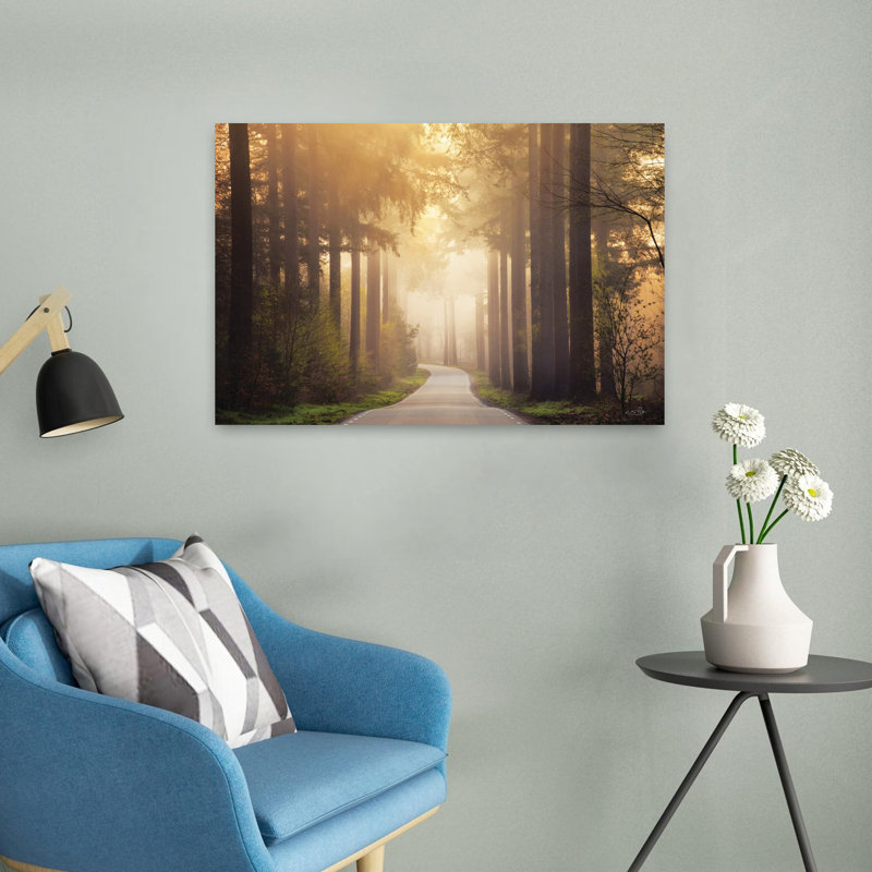 «The Gate To Spring», art contemporain de paysage forestier abstrait, H 16 po x l 24 po