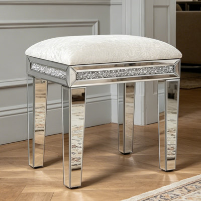 Mikayil White Accent Vanity Stool Makeup Vanity Stool Chair 