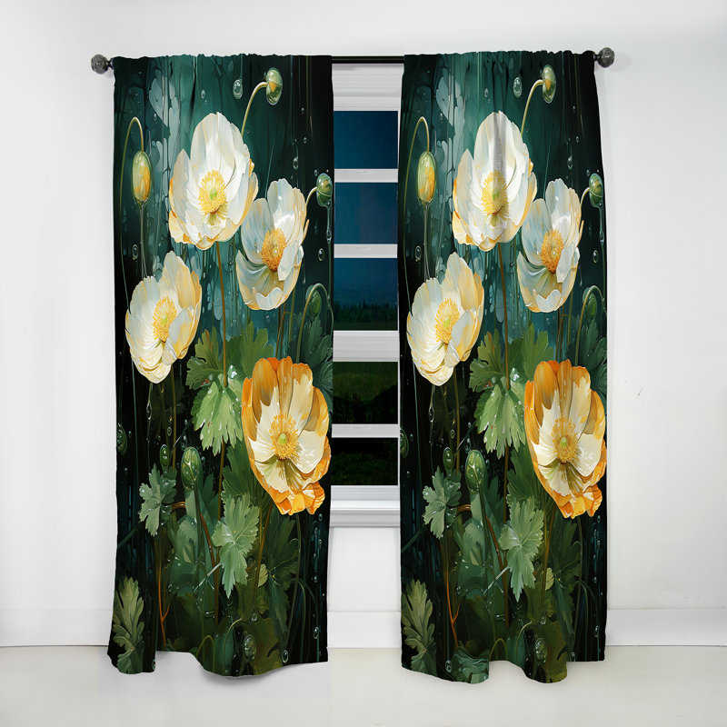 Glenys - Rideau Buttercups - Rideau floral obscurcissant - 1 panneau, L 52 po x L 108 po