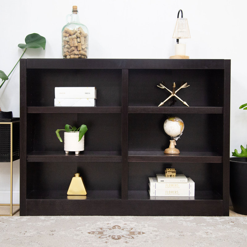 Bibliothèque double Backacre, Espresso, (3 tablettes) H 36 po x l 48 po x P 10,63 po