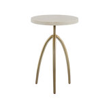 Desert Gold 16" Wide 24" High Amalfi Cream Quartz Top Desert Gold Finish Accent Table