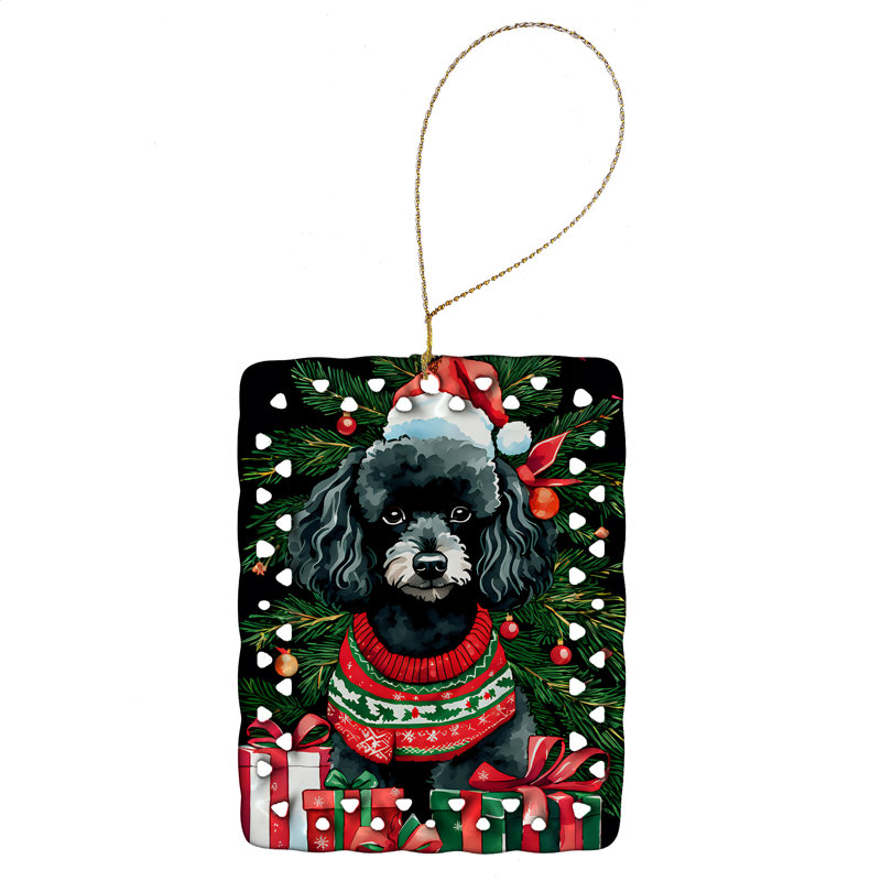 Ornement en porcelaine de Noël caniche, Caniche 3575