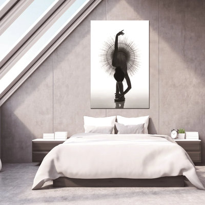 Ballerine, reproduction acrylique en noir et blanc