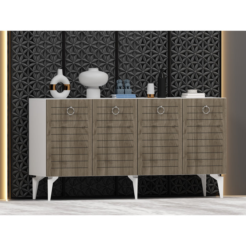 Olivia 79cm Sideboard, White/Walnut