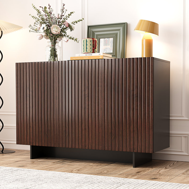 Crédence moderne 47,2 "avec porte cannelée et 3 tablettes réglables 