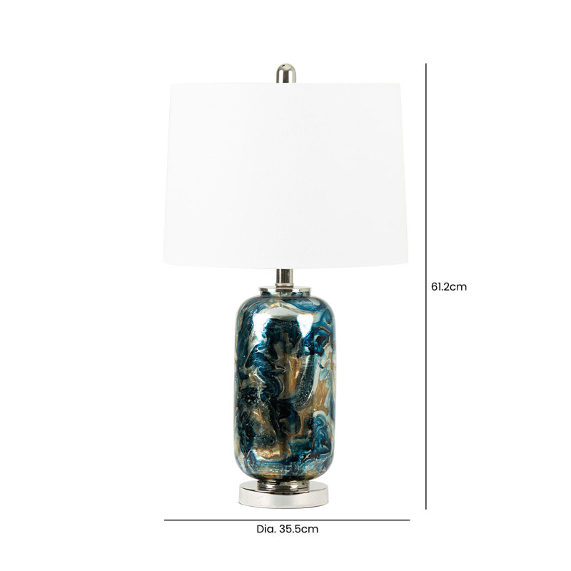 Cranmo 61.2cm Table Lamp for Bedroom Furniture, Bedside Buffet Lamp with Glass Base