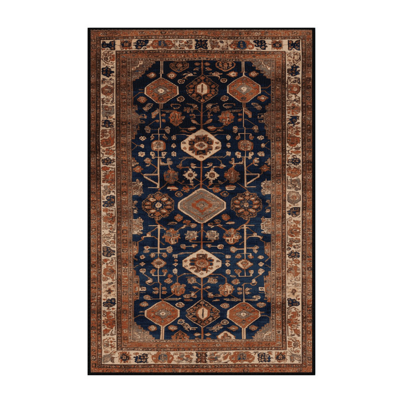 Machine Washable Turkish Brown Area Rug, Rectangle 6' x 9'