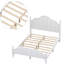  Base de lit plateforme grand lit en bois avec tête de lit courbée, support de lattes de style rétro, aucun sommier requis, blanc-249580017-249580023