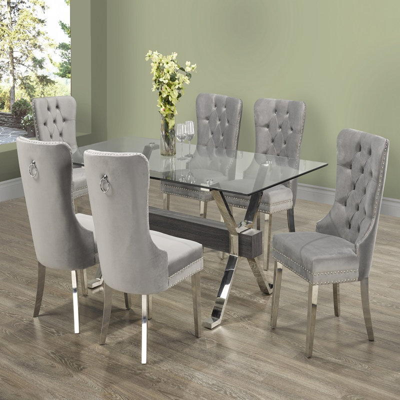 Keriona 6 - Person Patio Dining Set with Rectangular Table, Grey