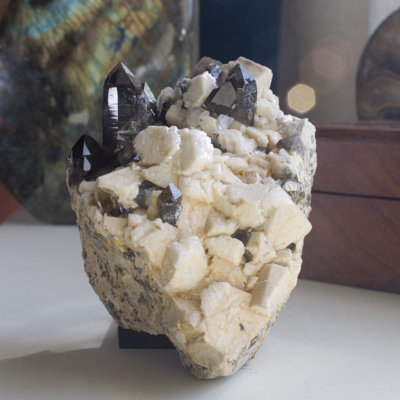 Smoky Quartz on Microcline Feldspar. Montana, USA