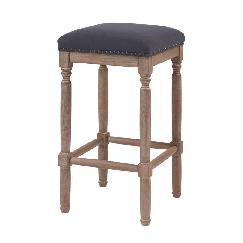 Liya 4-Piece Upholstered Counter Stool Set, Charcoal/Walnut