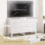 Commode 6 tiroirs double blanche pour chambre à coucher, commode moderne avec poignée en métal et tiroirs profonds