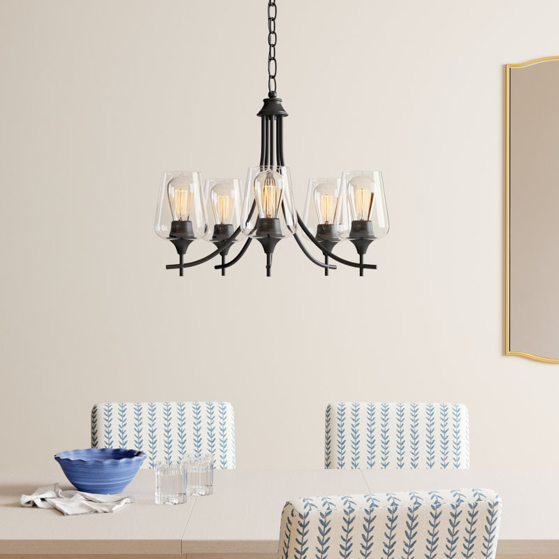 Breena 5-Light Chandelier, English Bronze, Clear
