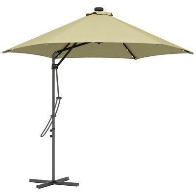 Outsunny 3(m) Cantilever Garden Parasol Umbrella W/ Solar LED