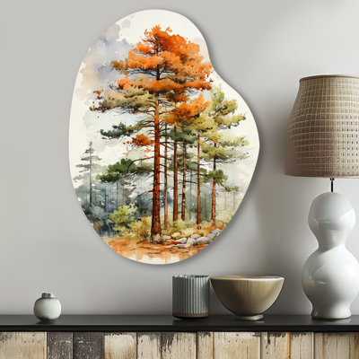 Hadda Pine Tree Majestic Ponderosa II - Tree Pine Pear Shape Asymmetric Metal Wall Art