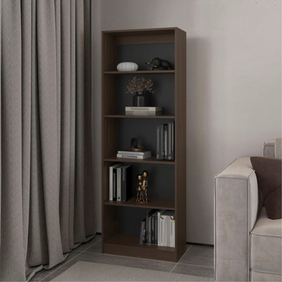 Bibliothèque à 4 tablettes, bureau, noyer teint