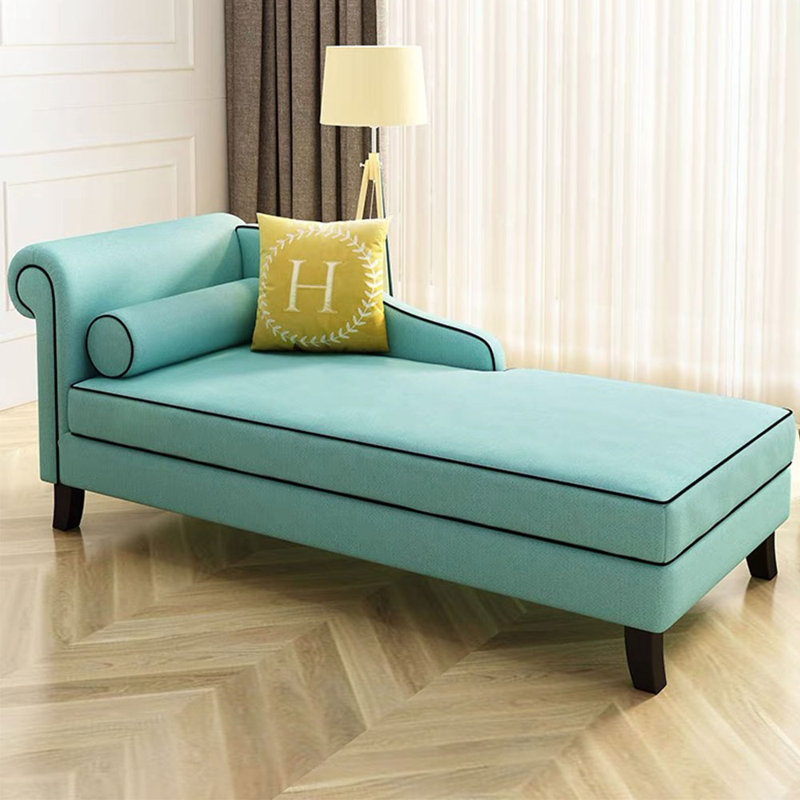 Chaise longue rembourrée Salum, Accoudoir à gauche (vu de face), Cyan