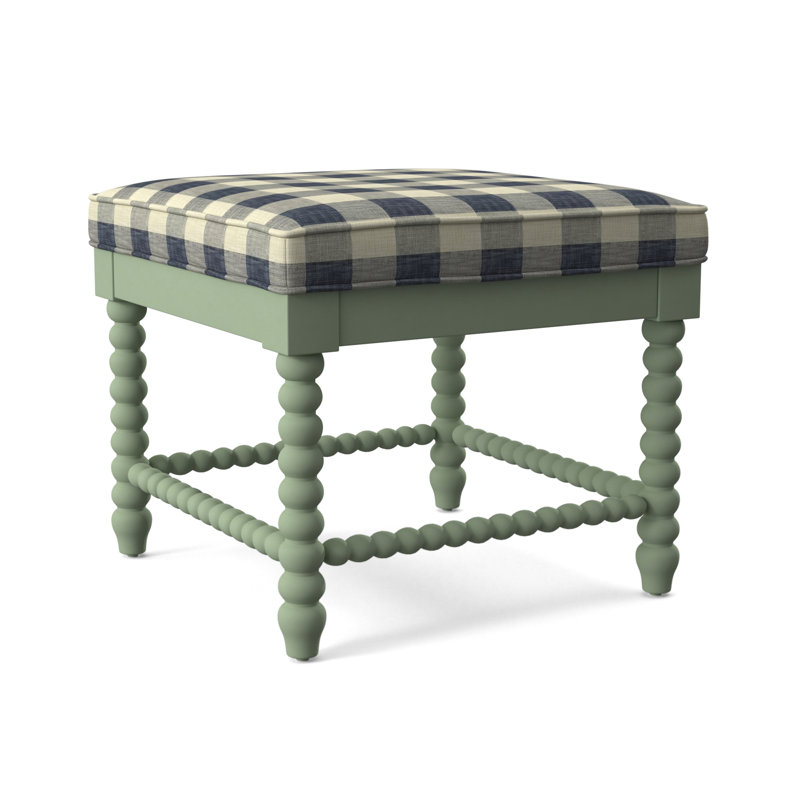 Lind Island Upholstered Bench, Navy Crypton Performance, Celery Finish