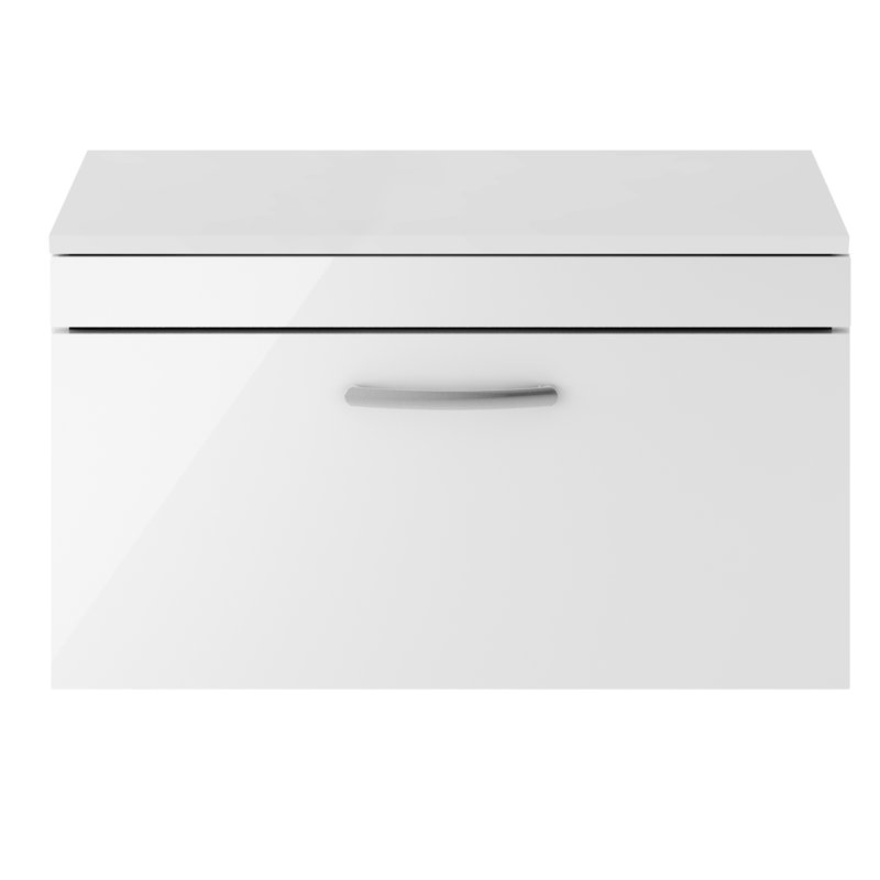 Athena 80.5cm Single Bathroom Vanity Base Only, Gloss White