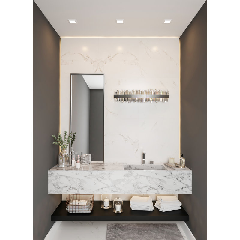 Matte Black Crystal LED Vanity Wall Light
