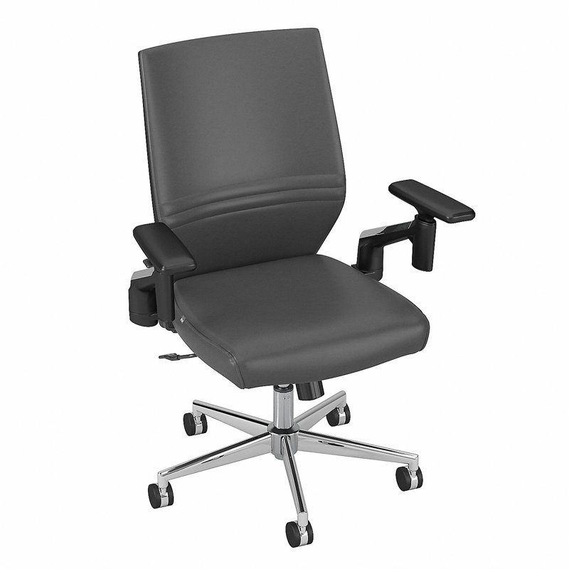 Chaise de travail en cuir Jamestown, Gris foncé