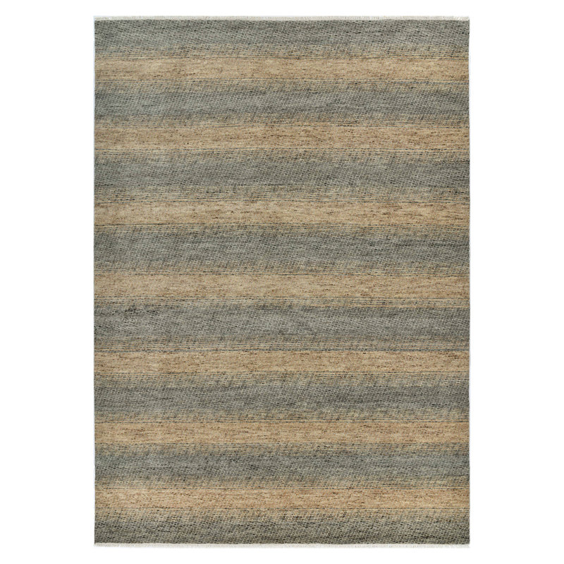 Handmade Gray and Tan Wool Geometric 2' x 3' Rug