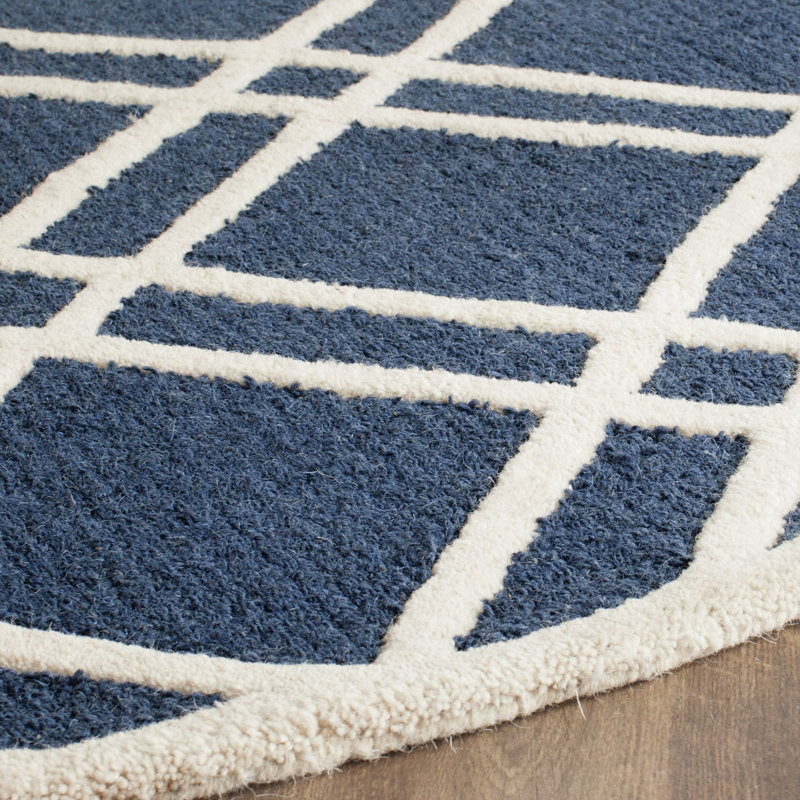 Sanyla Hand Tufted Wool Geometric Rug, Round 6'