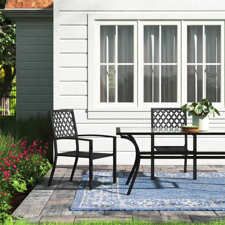 Alyah Powder Coated Steel Outdoor Stacking Dining Armchair