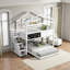 Lit superposé simple au-dessus d'une chambre double avec escalier de rangement et tableau noir Dreamy-331827474