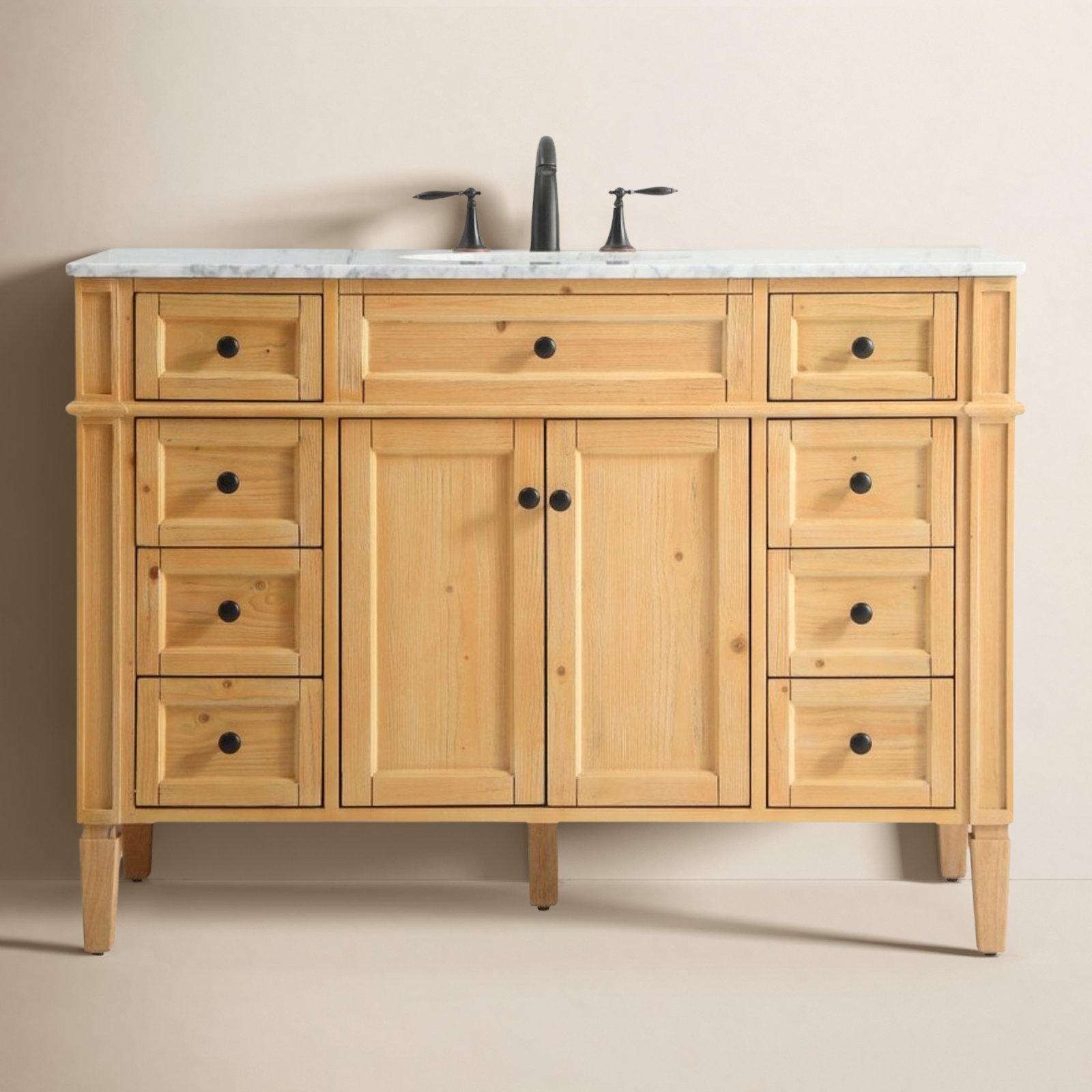 Rivers 48'' Single Bathroom Vanity, Natural Wood