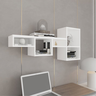 47 po de large étagère murale 47 po blanche et attrayante pour bureau à domicile, chambre à coucher, étagère de rangement de salon, pièce moderne, décoration de bureau