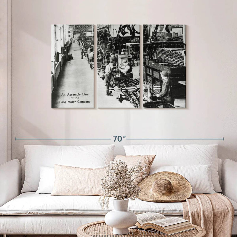 Lilie An Assembly Line At The Ford Motor Company, 28" H x 45" W