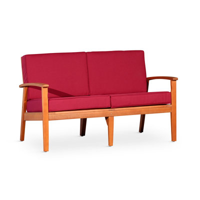 Causeuse eucalyptus avec coussins, huile naturelle, bourgogne